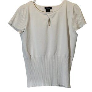 Women's Cream Keyhole Front Top Size: L